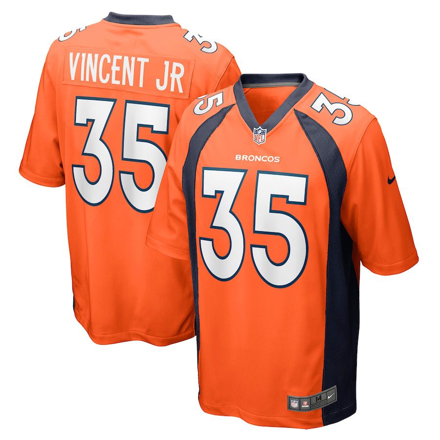 Men Denver Broncos #35 Kary Vincent Jr Nike Orange Game NFL Jersey